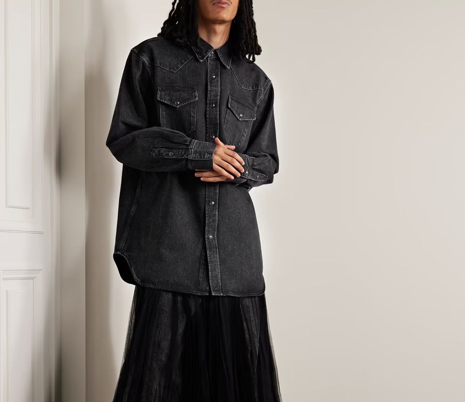 Women's Washed Black Western Fit Denim Shirt | Boohoo UK