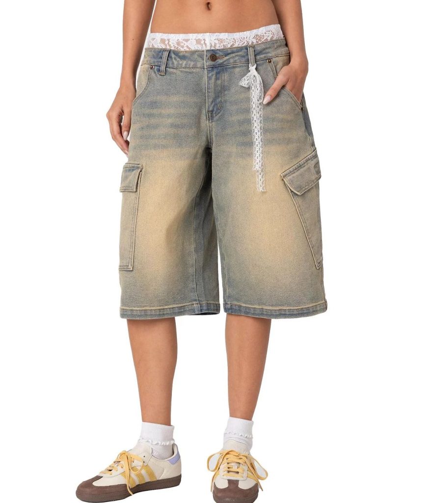 denim cargo shorts